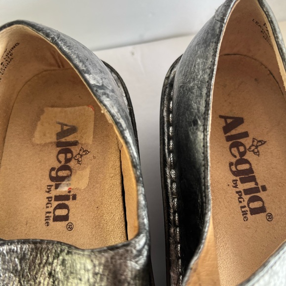 Alegria Silver Black Leather Mary Jane Clog 36Paloma Pewter PAL-621  Size 36 - Picture 5 of 6